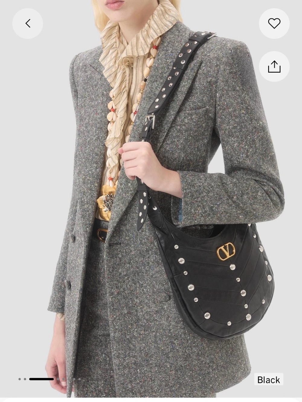 Nwt Valentino Garavani Hoboho Small Nappa Leather Hobo Bag With Chevron Pattern